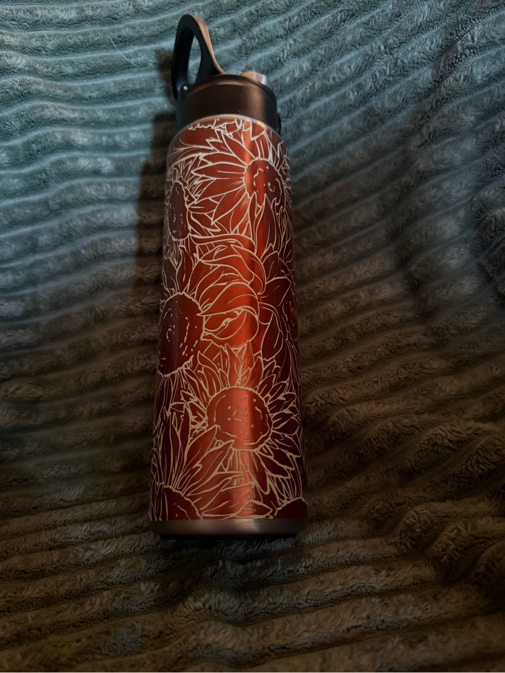 tervis Red Sunflower Pattern Stainless Water Bottle with Black Lid
